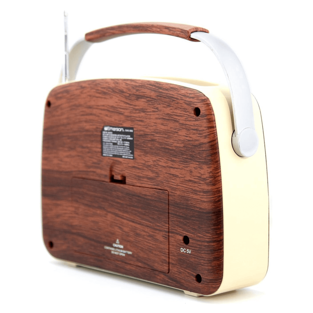 Emerson Portable Retro Radio with Built-In Rechargeable Battery and Memory Set