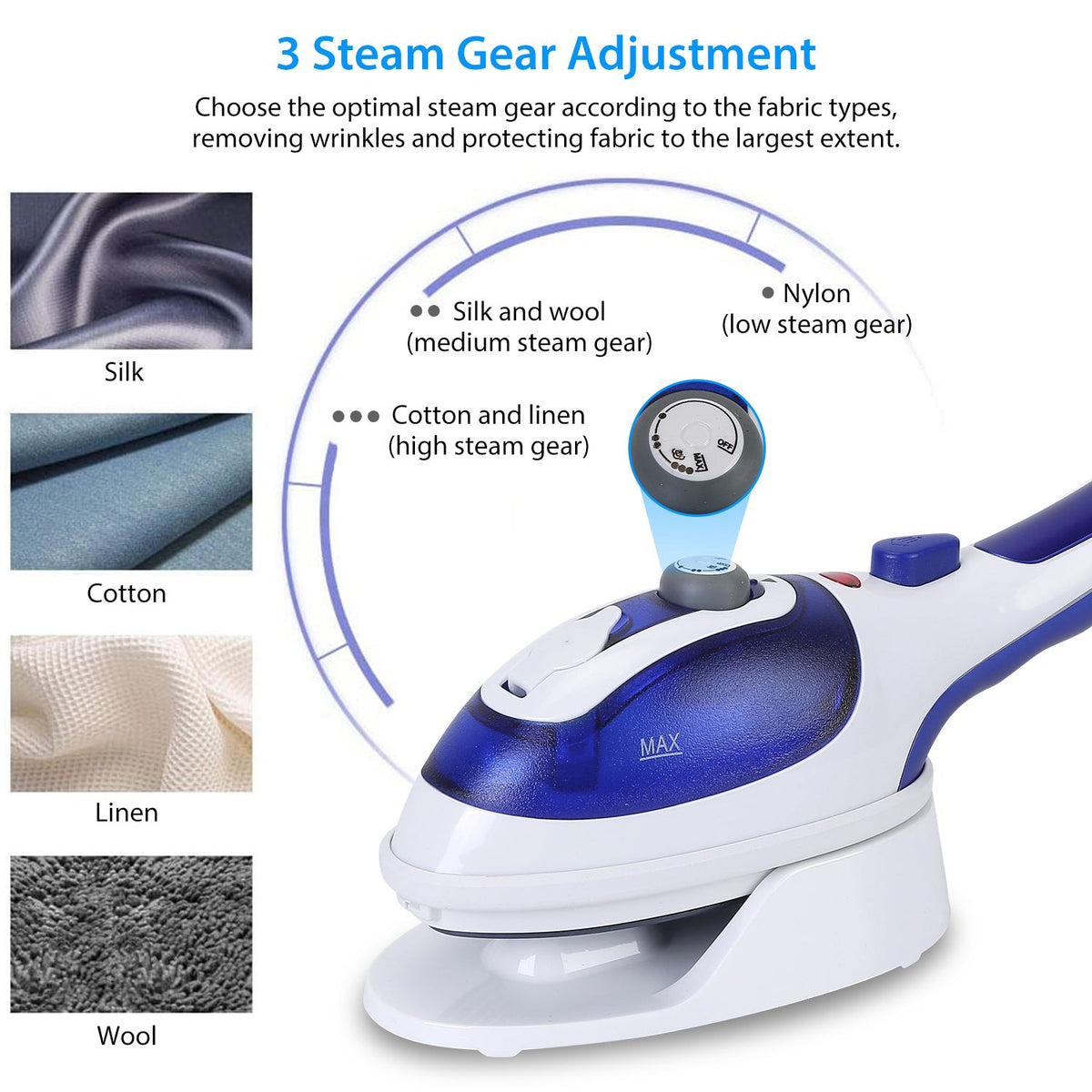 800W Handheld Electric Steam Anti-Scalding Anti Dripping Portable Iron Garment Steamer Fabric Clothes Laundry Steam Brush with 3 Adjustable Steam