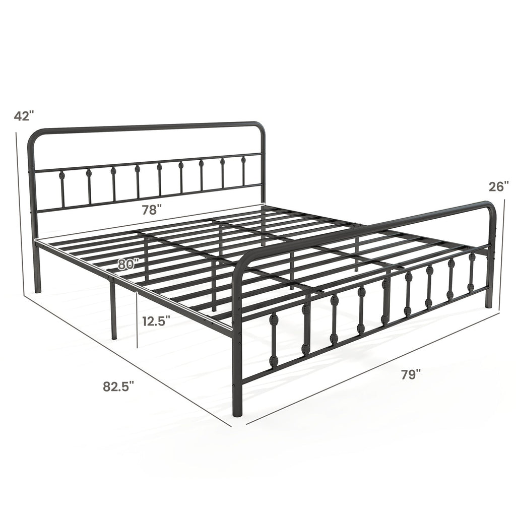 Bed Frame with Headboard and Under Bed Storage Black