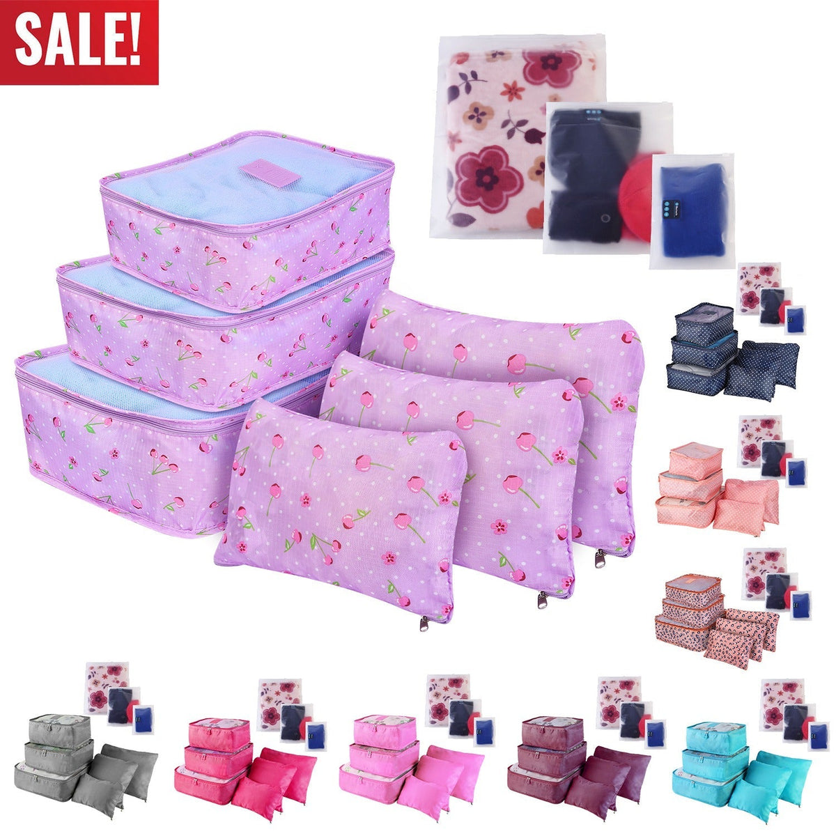 9Pcs Clothes Storage Bags Water-Resistant Travel Luggage Organizer Clothing Packing Cubes for Blouse Hosiery Stocking Underwear
