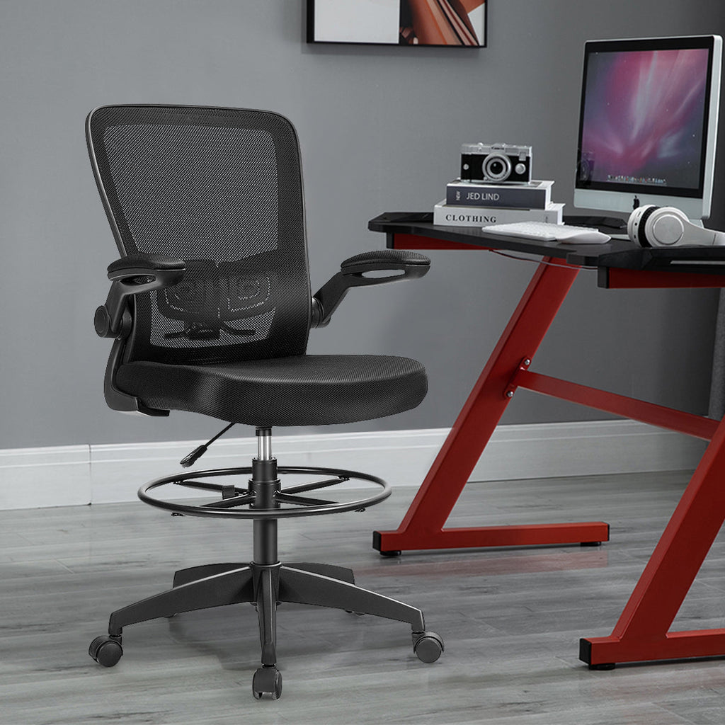 Height Adjustable Drafting Chair with Flip Up Arms