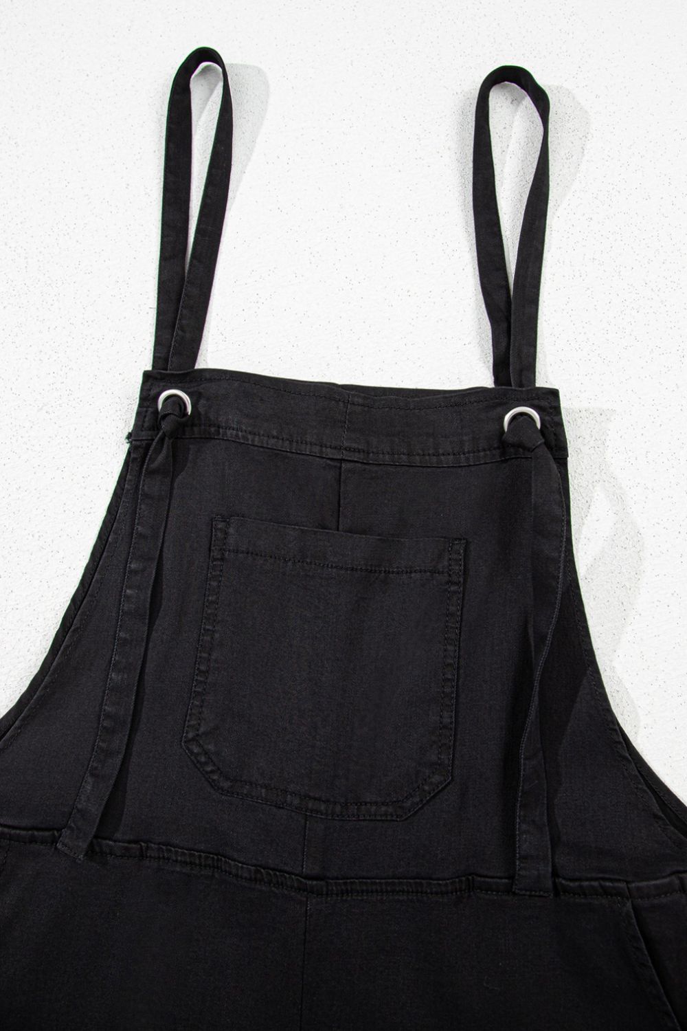 Square Neck Denim Overalls with Pockets