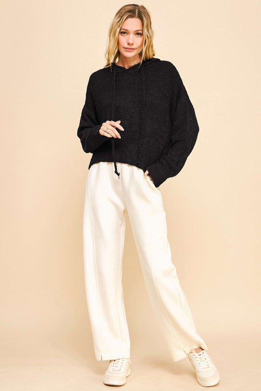 Back To School Sweater - Davi & Dani Drop Shoulder Long Sleeve Hooded Sweater