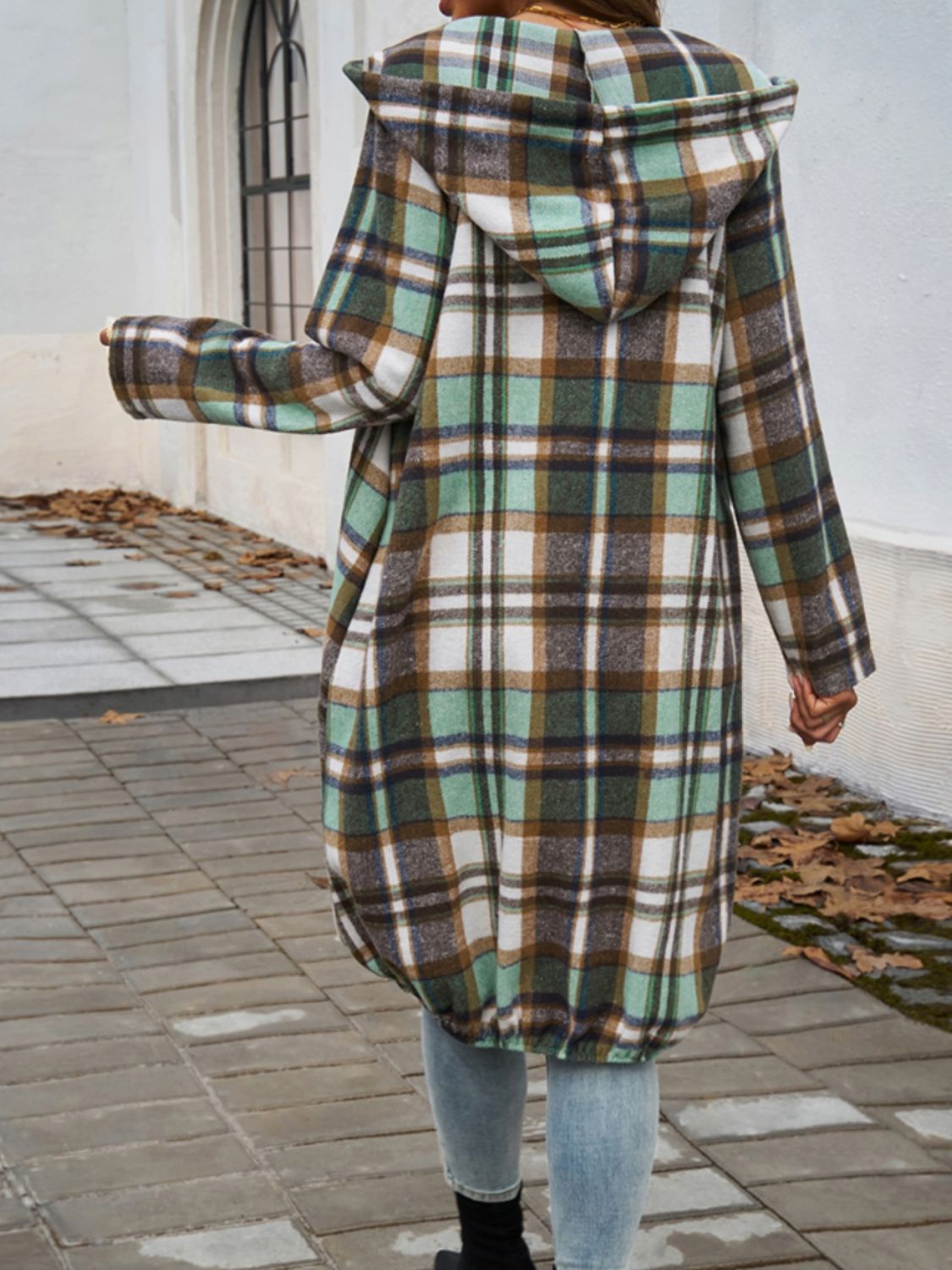 Devine Plaid Zip Up Hooded Coat