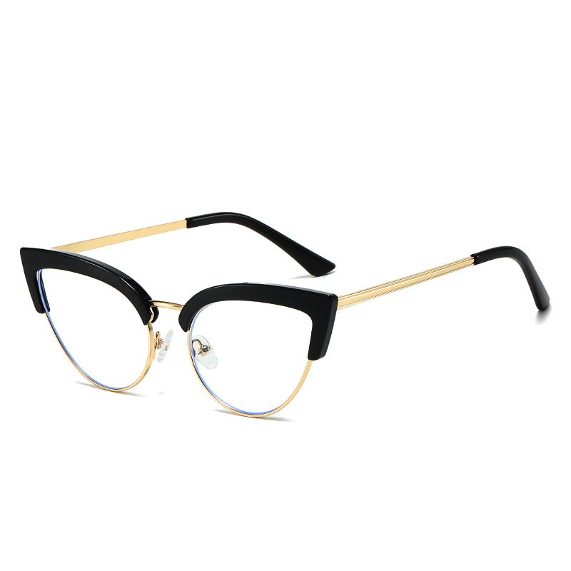 Stylish Large Frame Metal Lower Half Metal Plain Glasses
