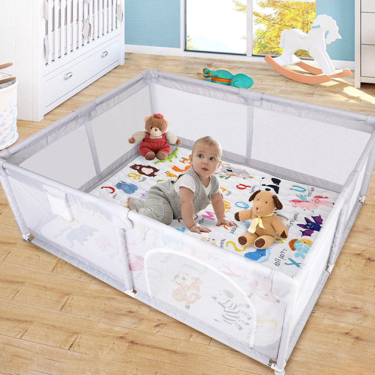 50x50IN Baby Play Mat Non-Slip Baby Crawling Mat Foldable Playpen Mat Machine Washable for Newborns Infants Babies Toddlers