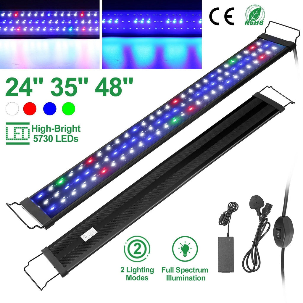 LED Aquarium Light Multi-Color Full Spectrum Freshwater Fish Tank Light w/ Extendable Brackets