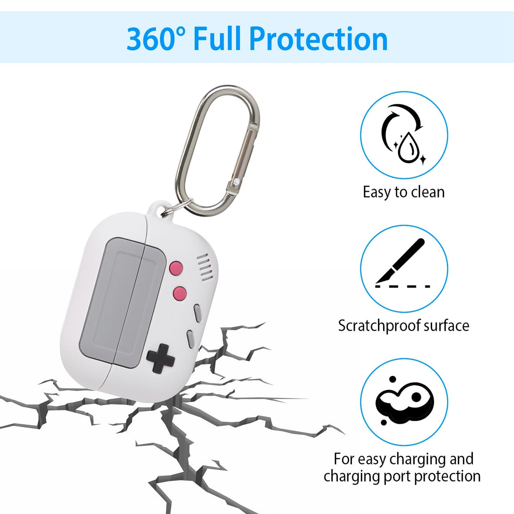 Silicone Protective Case Fit for Airpod Pro Full Protective Cover Shock-Absorbing Soft Silicone Case w/ Carabiner