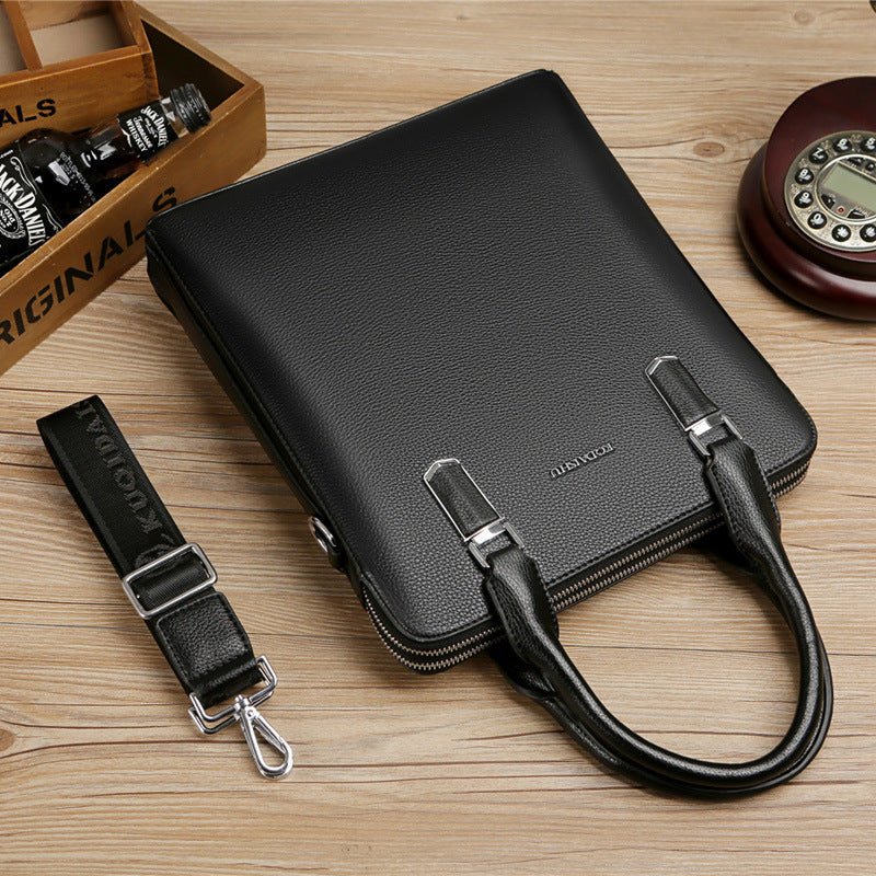 Men's Double Pull Leather Business Bag