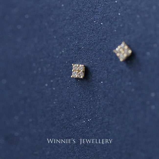 Gold-Plated Sterling Silver Carbink Square Stud Earrings