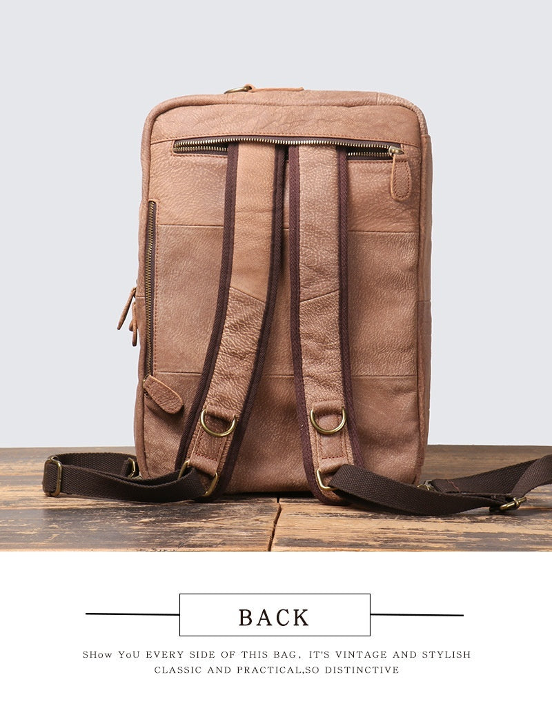 Men's Large Capacity Leather Travel Backpack