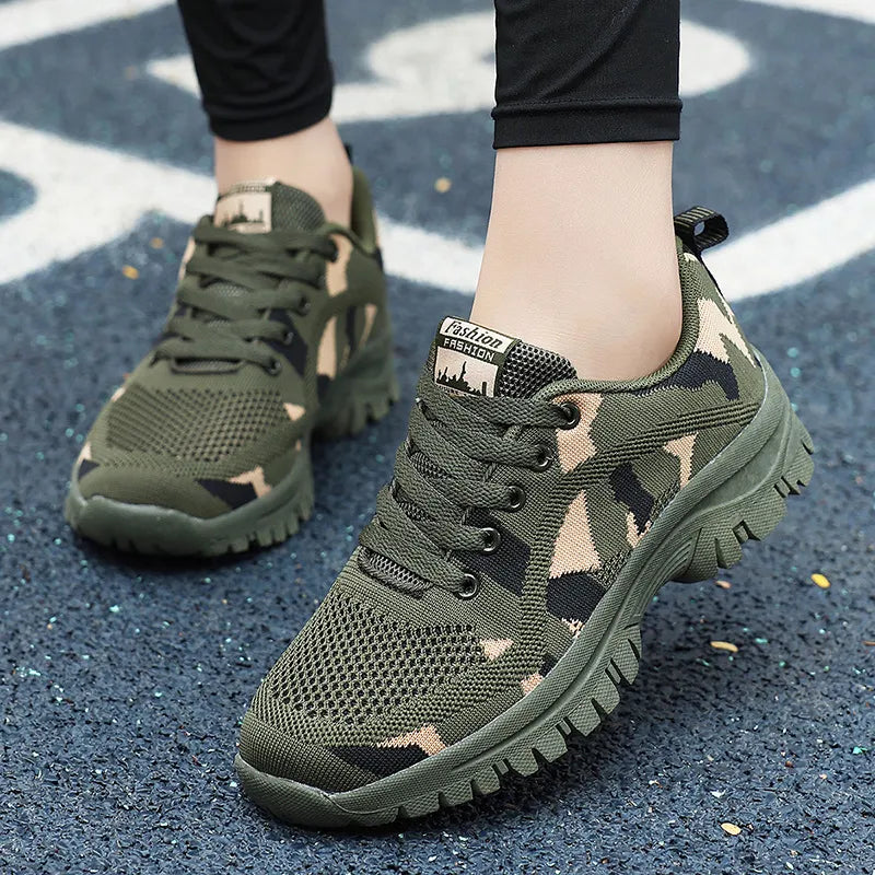 Camouflage Lace Up Mesh Breathable Athletic