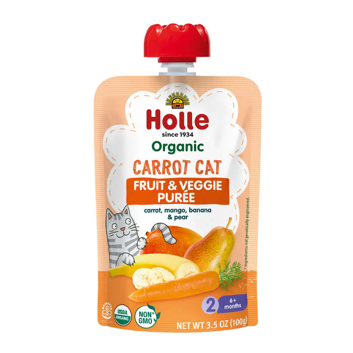 Holle Organic Carrot Cat - Fruit & Veggie Purée Pouches
