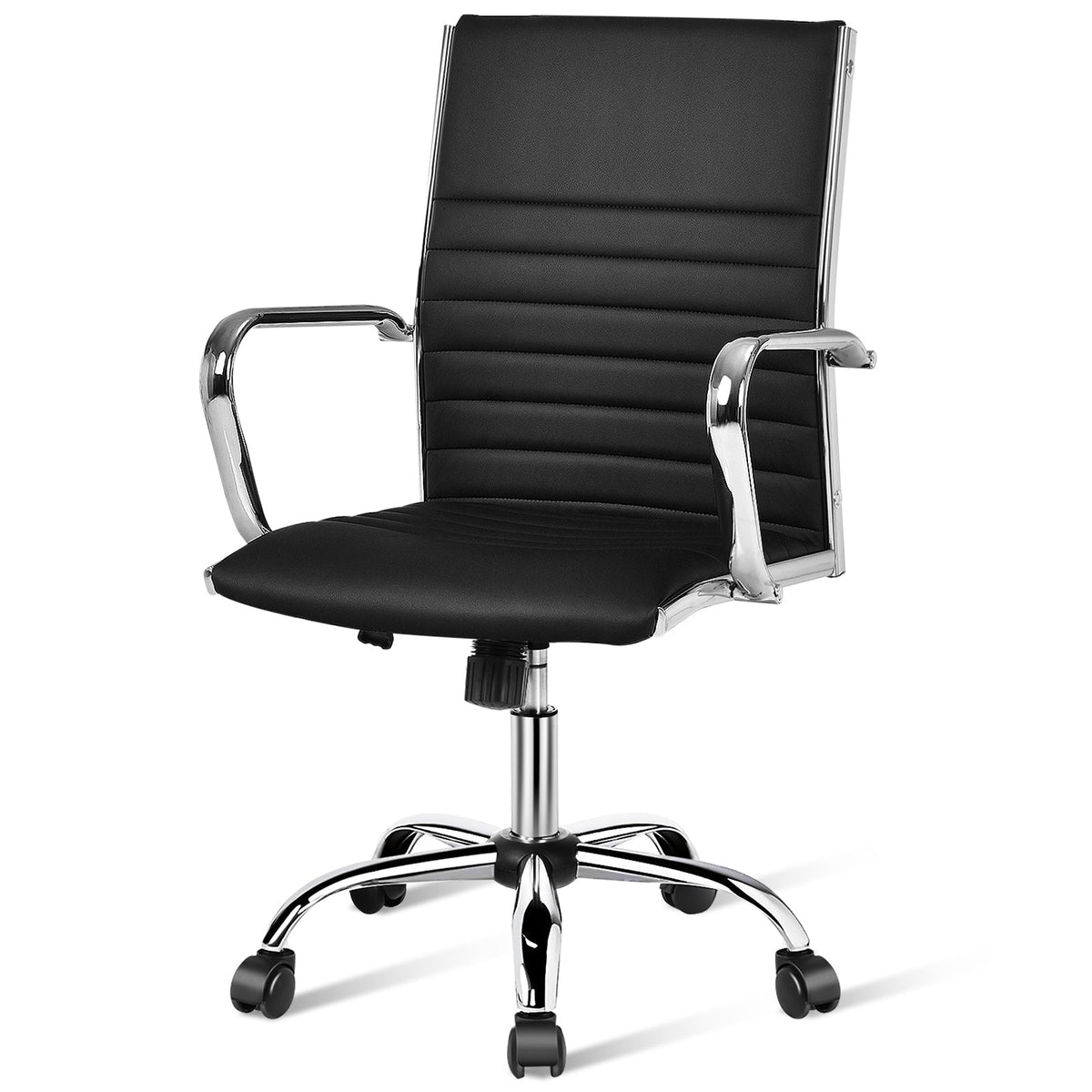 High Back Ribbed Office Chair with Armrests