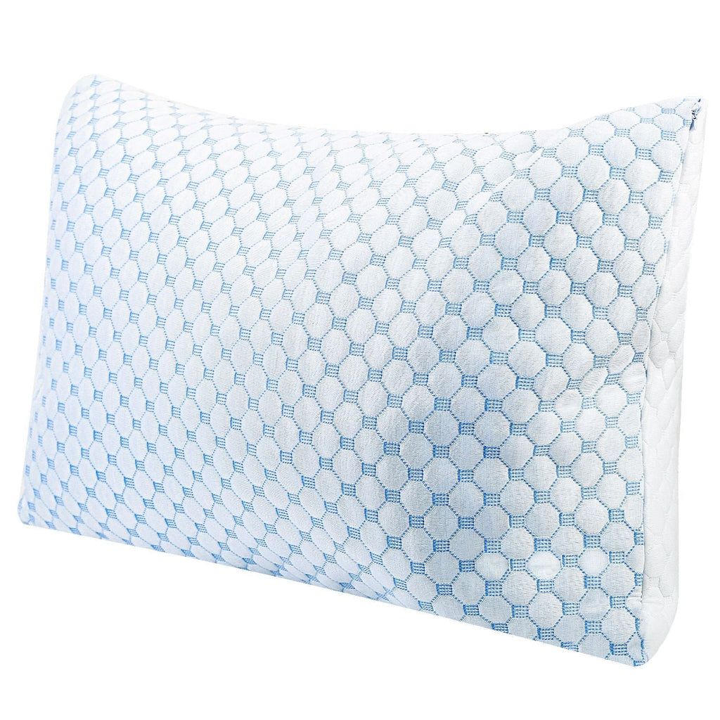 Cooling Memory Foam Pillow Ventilated Soft Bed Pillow w/ Cooling Gel Infused Memory Foam Heat Moisture Reducing Cooling Fiber Breathable Machine Washa