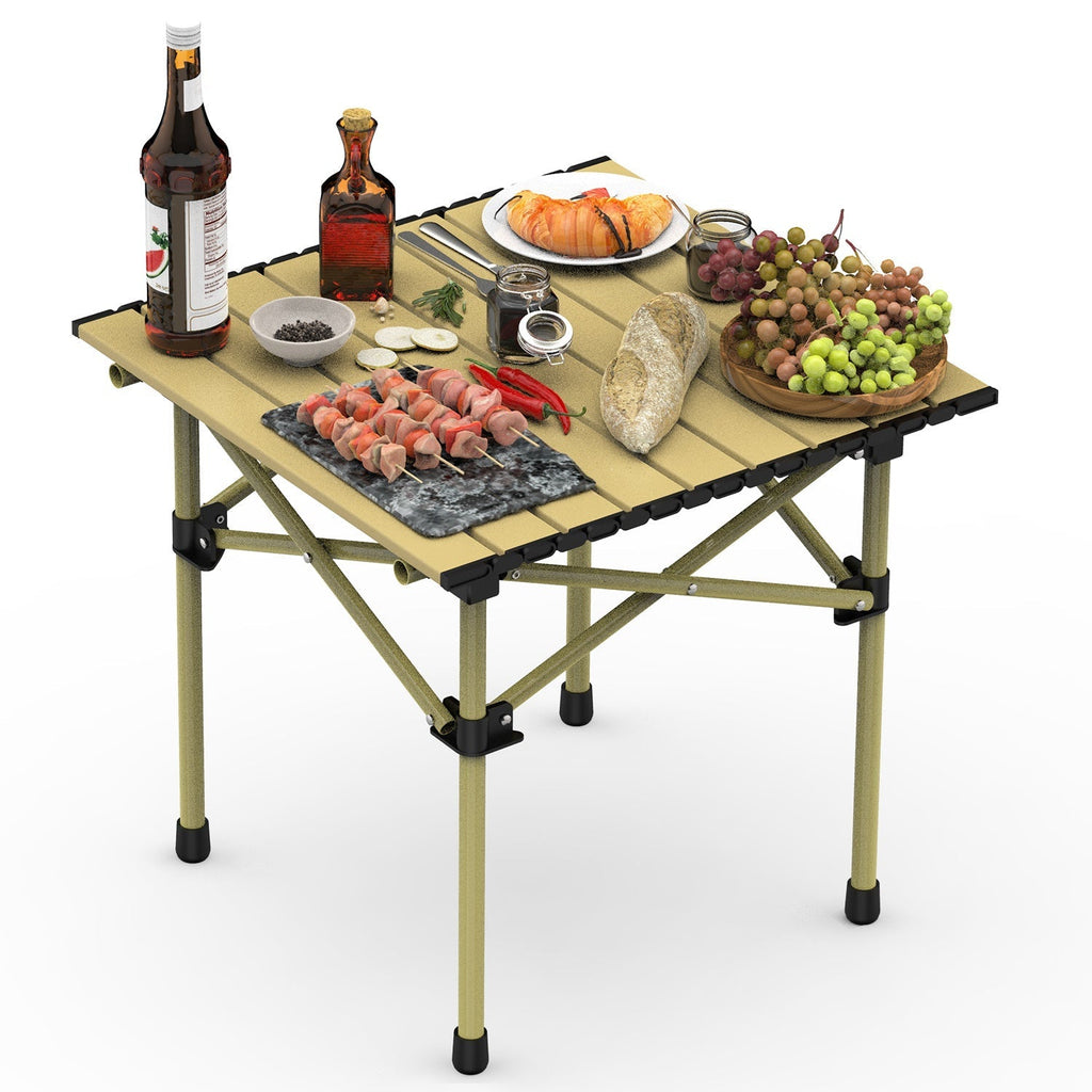 Folding Camping Table Portable Lightweight Carbon Steel Roll-up Picnic BBQ Desk with Carry Bag Heavy Duty for Outdoor Beach Backyard Party Patio Campi