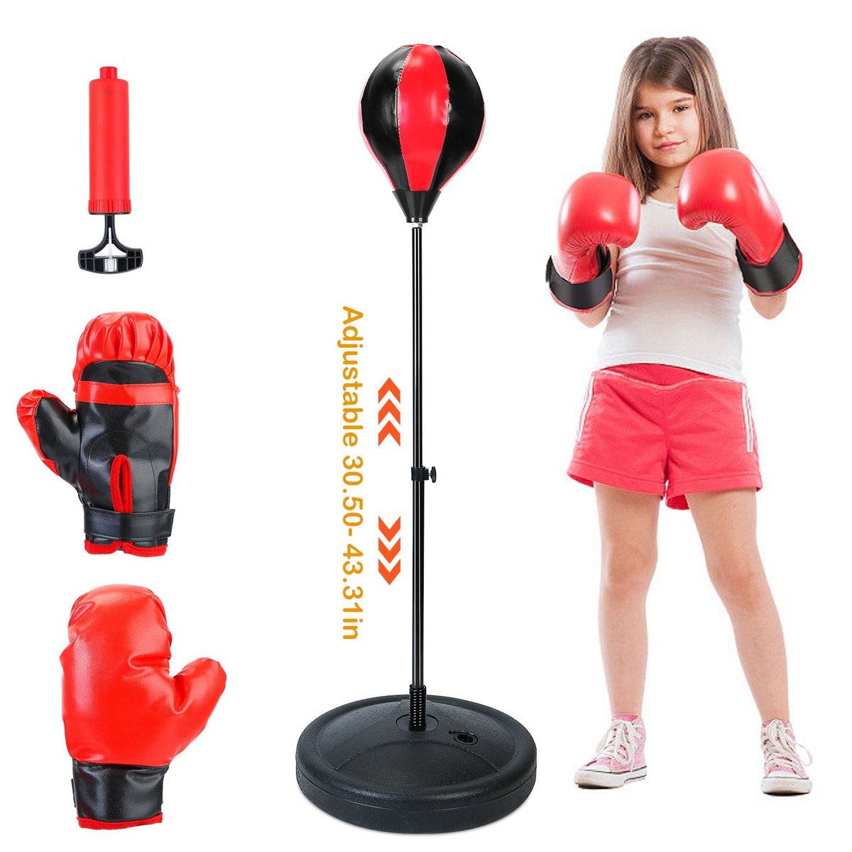 Punching Bag For Kids Junior Boxing Set w/ Boxing Gloves Height Adjustable Free Standing Punching Ball Boxing For Kids Aged 3-8Years Old