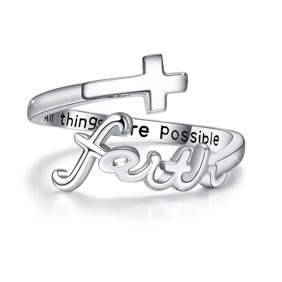 925 Sterling Silver Faith Cross Ring