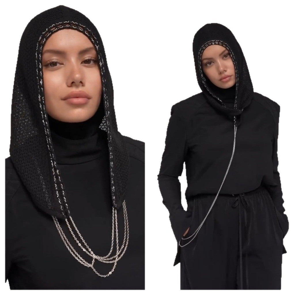 Chain Trim Hijab Cap | Sparkle Knit Balaclava with Chains(MAC375)