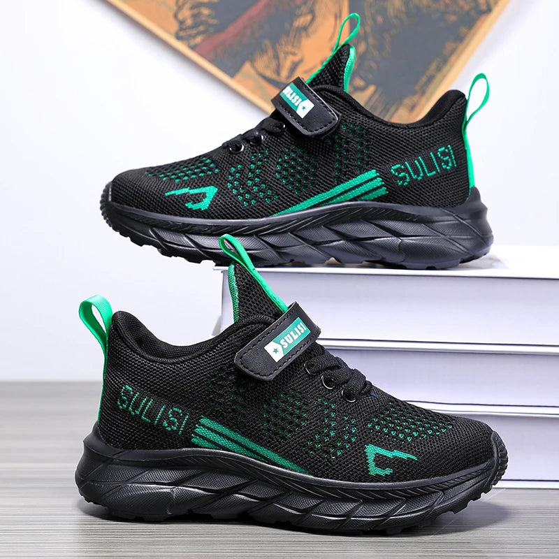 Children's sports shoes seasonal flying woven men's shoes breathable men's and women's casual running shoes for children