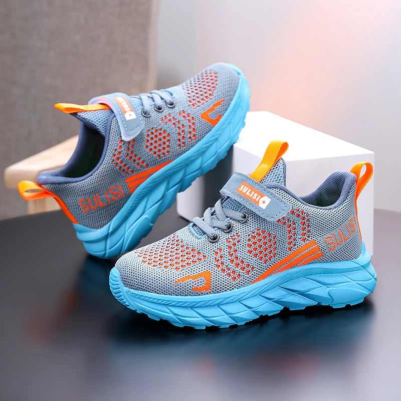 Children's sports shoes seasonal flying woven men's shoes breathable men's and women's casual running shoes for children
