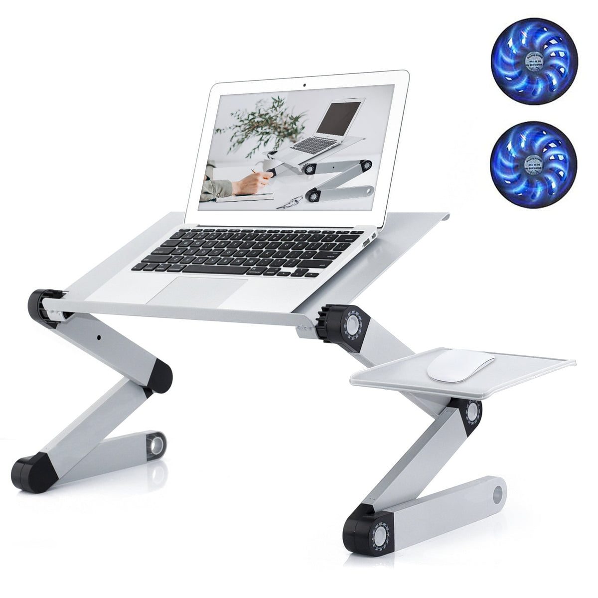 RAINBEAN Adjustable Laptop Stand with Cooling Fans and Mouse Pad