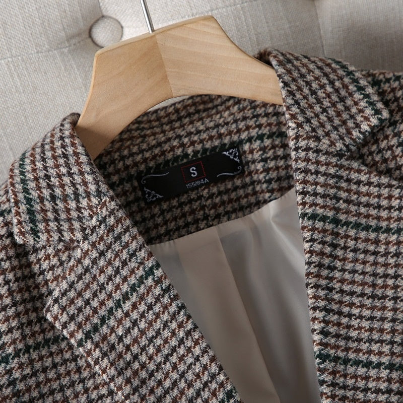 Women's Korean-style Houndstooth Suit Jacket
