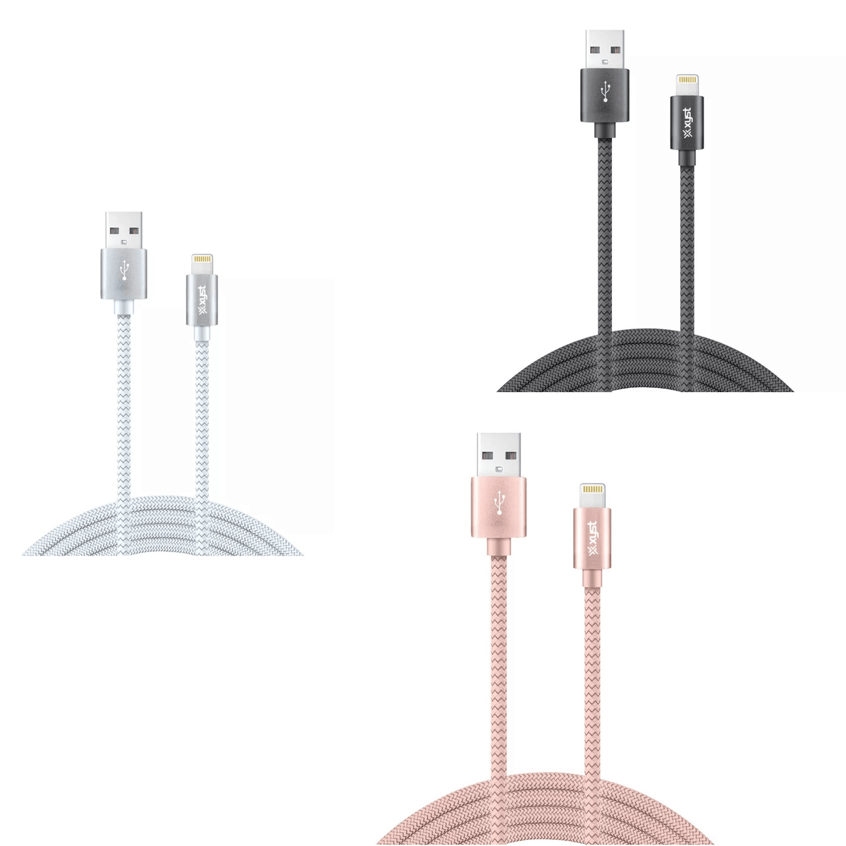 Xyst Charge and Sync USB to Lightning Braided Cable 10Ft