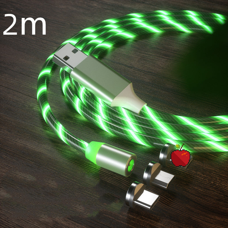 Magnetic Charging Cable Streamer Fast Charging Cable Lighting Micro USB Cable LED Magnet Charger Type-C Cable