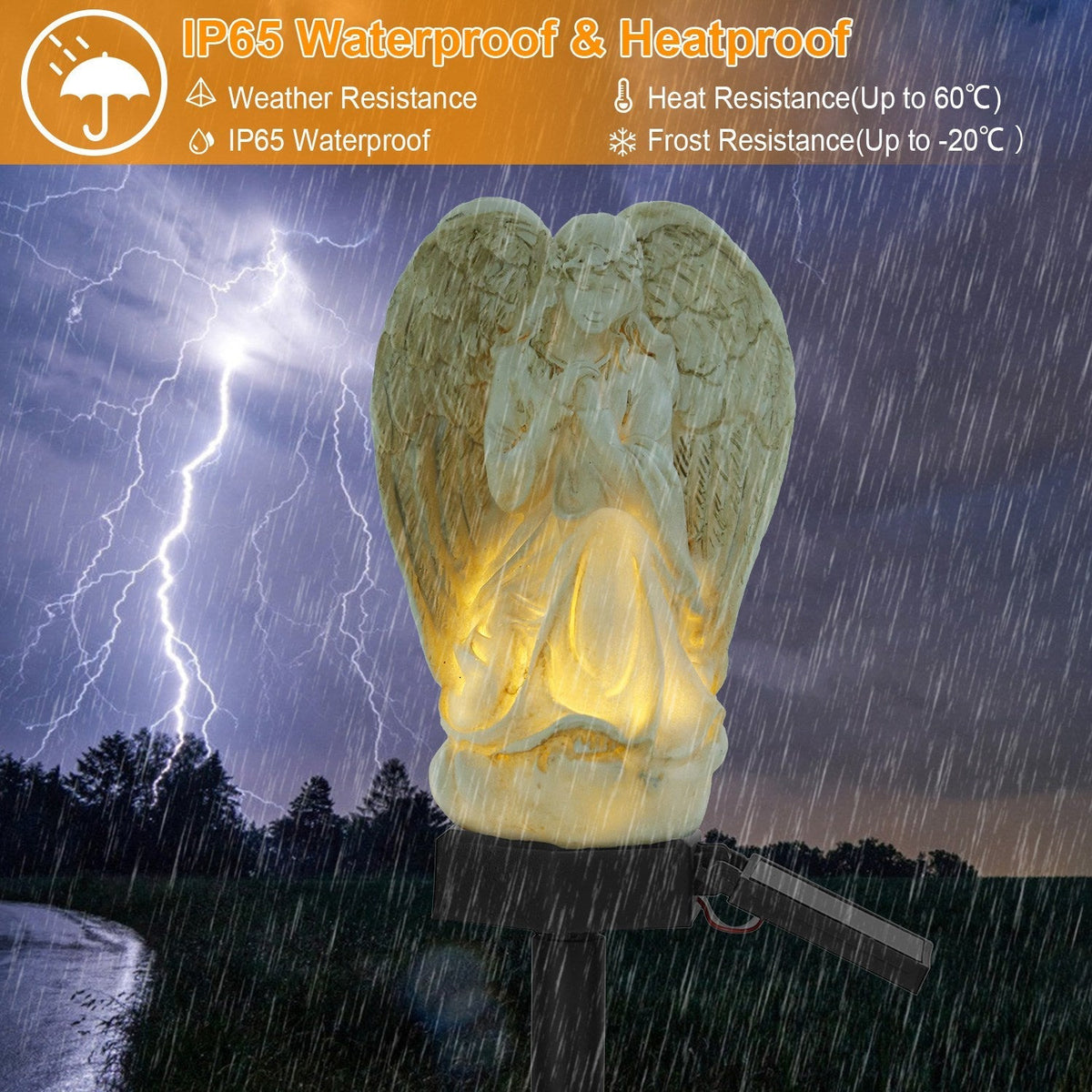 Solar Praying Angel Statue Garden Light LED Decoration Angel Lamp IP65 Waterproof Outdoor Decorative Landscape Solar Lawn Lamps For Yard Driveway Walk