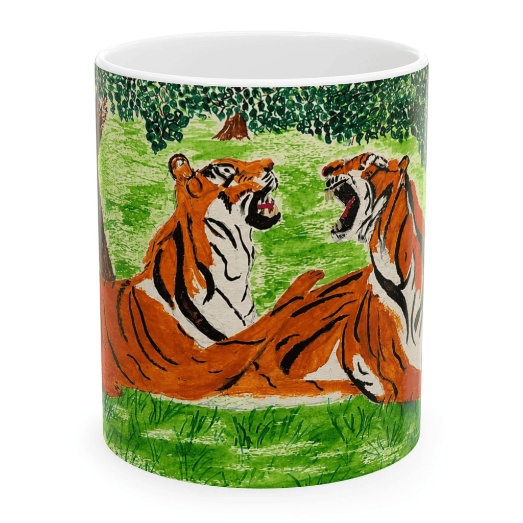 PimsArt Fierce Roaring Tiger Pair Mug From Original Painting
