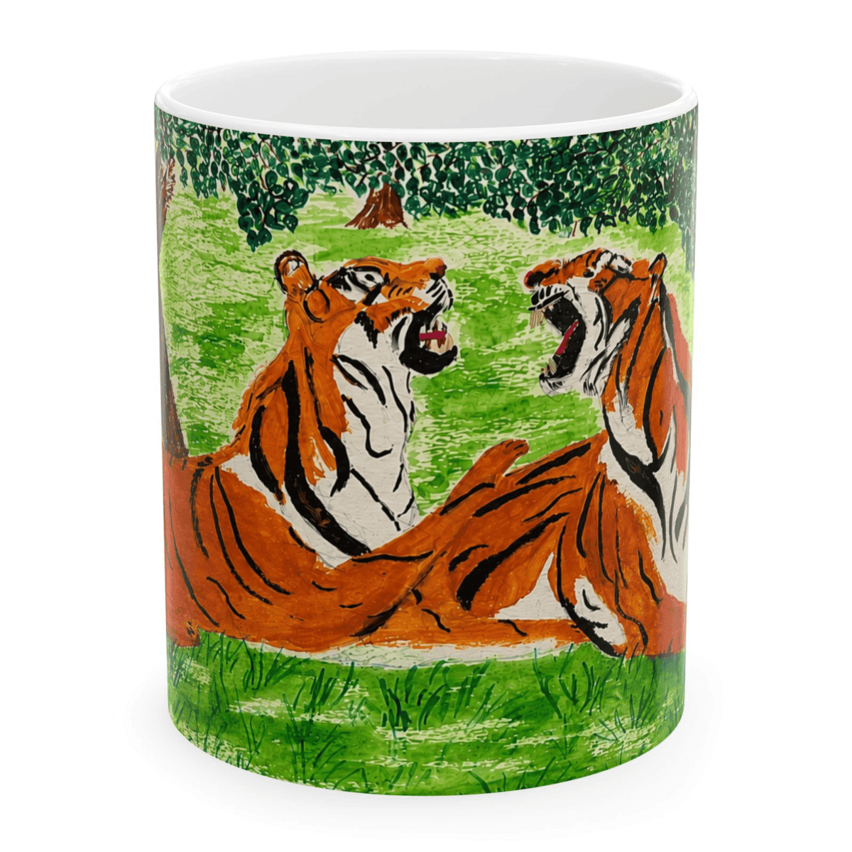PimsArt Fierce Roaring Tiger Pair Mug From Original Painting
