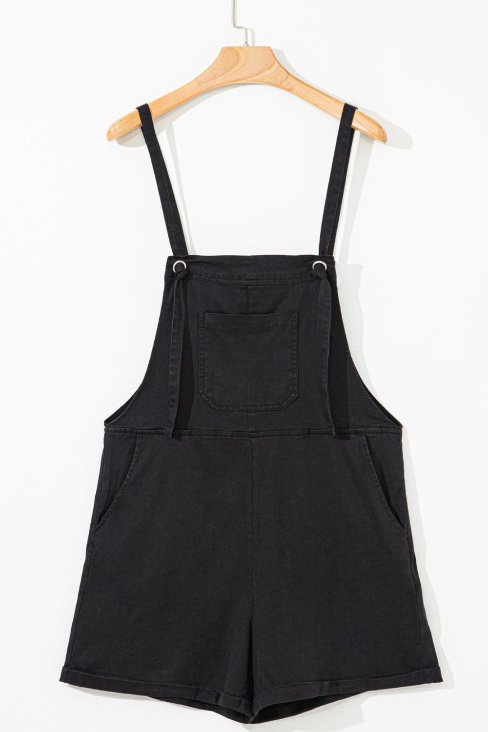 Square Neck Denim Overalls with Pockets