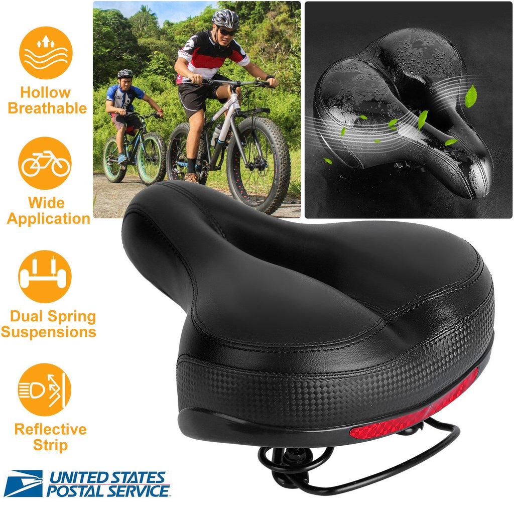 Padded Bike Seat with Dual Springs & Reflective Strip
