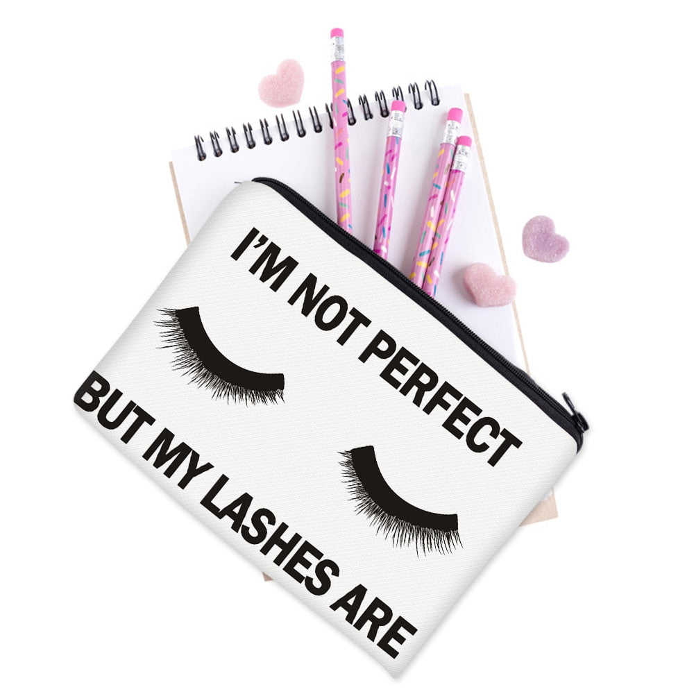 Deanfun Cosmetic Bags 3D Printed Eyelash with Letter Necessaries for Women Travelling