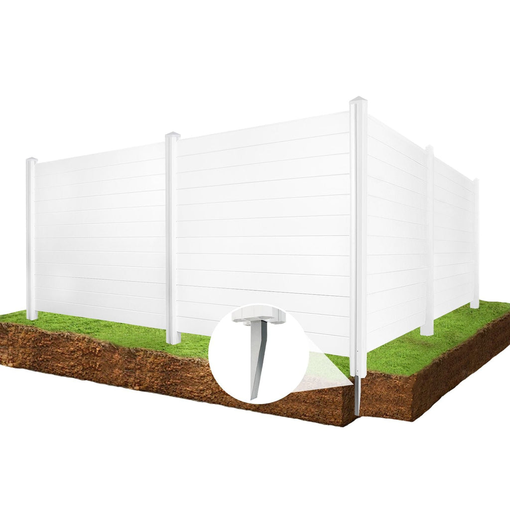 Air Conditioner Fence, Trash Can Vinyl Privacy Fence White Panel for Outside, Outdoor Pool Equipment Enclosure with Metal Stakes, (2-Pack)