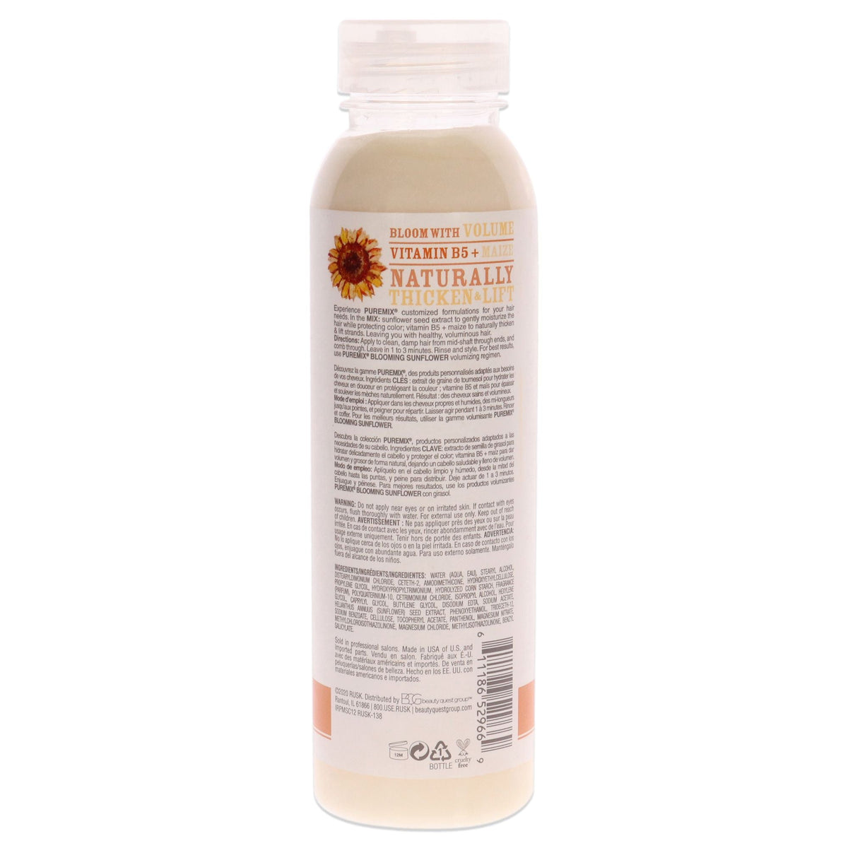 Puremix Blooming Sunflower Volumizing Conditioner - Fine Hair by Rusk for Unisex - 12 oz Conditioner
