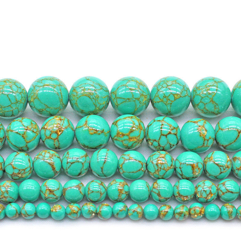 Handmade Green Turquoise Round Bead Jewelry Kit