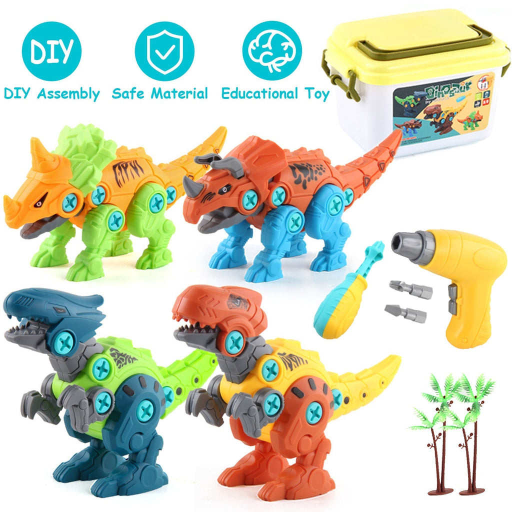 Take Apart Dinosaur Toys DIY Dinosaur Construction Building Block Assembly Toys with Electric Drill for Kids 3-7 Year Old Learning Educational Gift