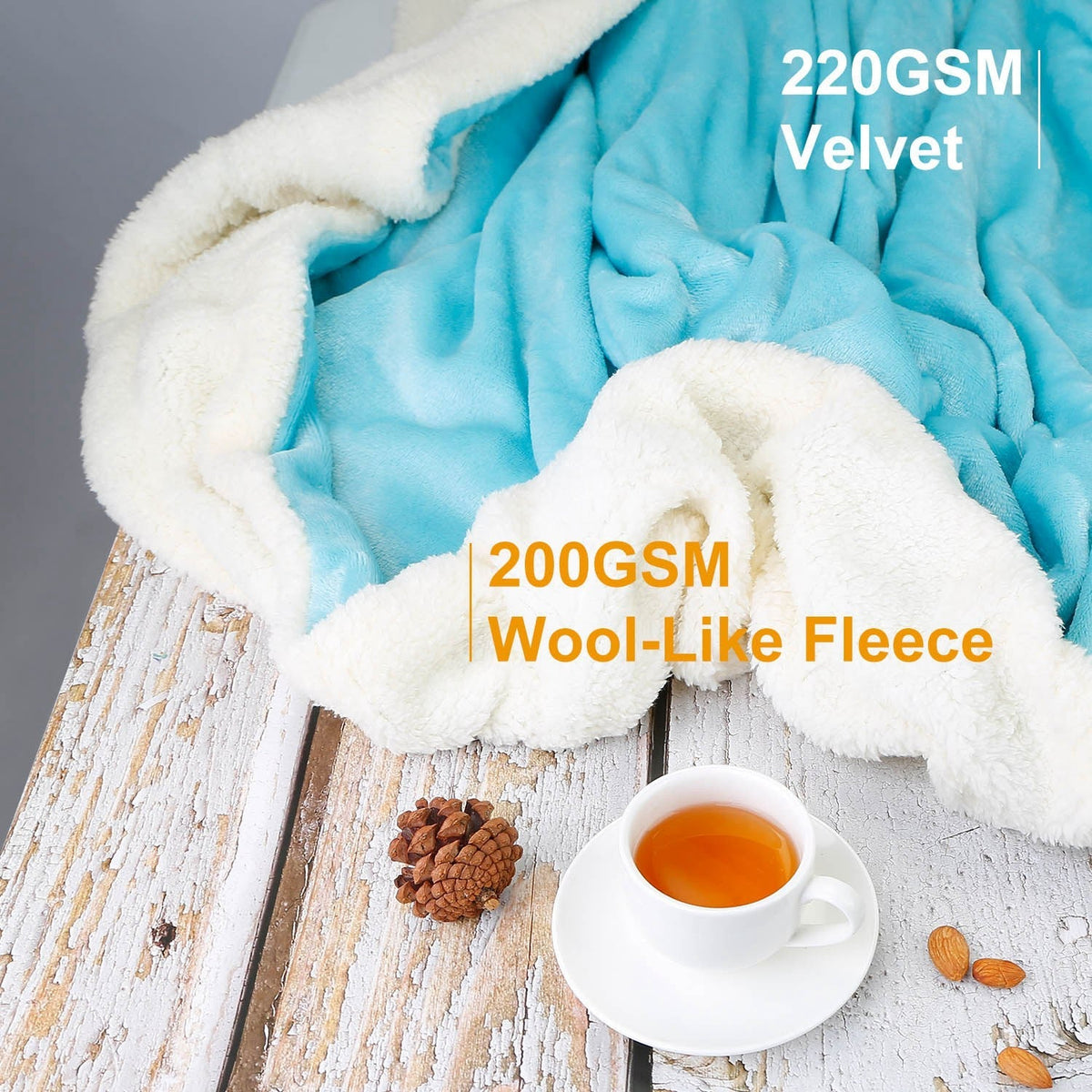 Fleece Throw Blanket Warm Soft Flannel Bed Cover Cuddly Cozy Sofa Travel Car Blanket w/ Queen King Throw Size Optional