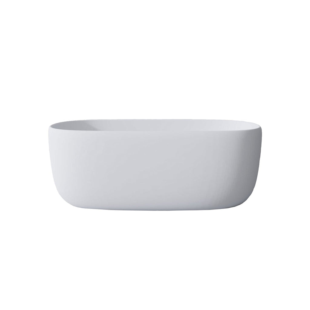 51" Oval Freestanding Soaking Tub - Matte White Resin Stone