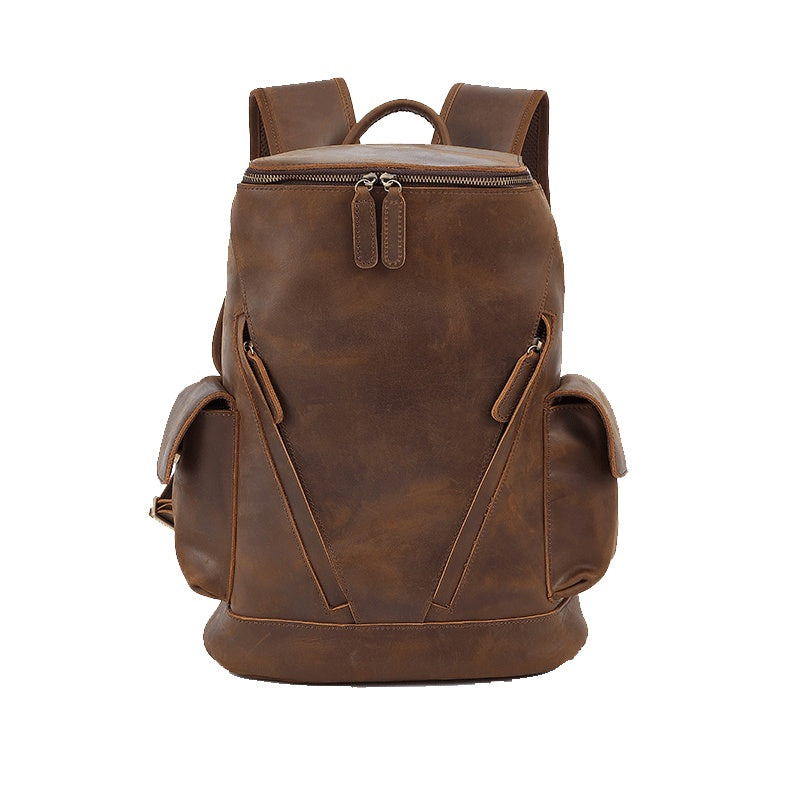 Men's Large Capacity Leather Travel Backpack