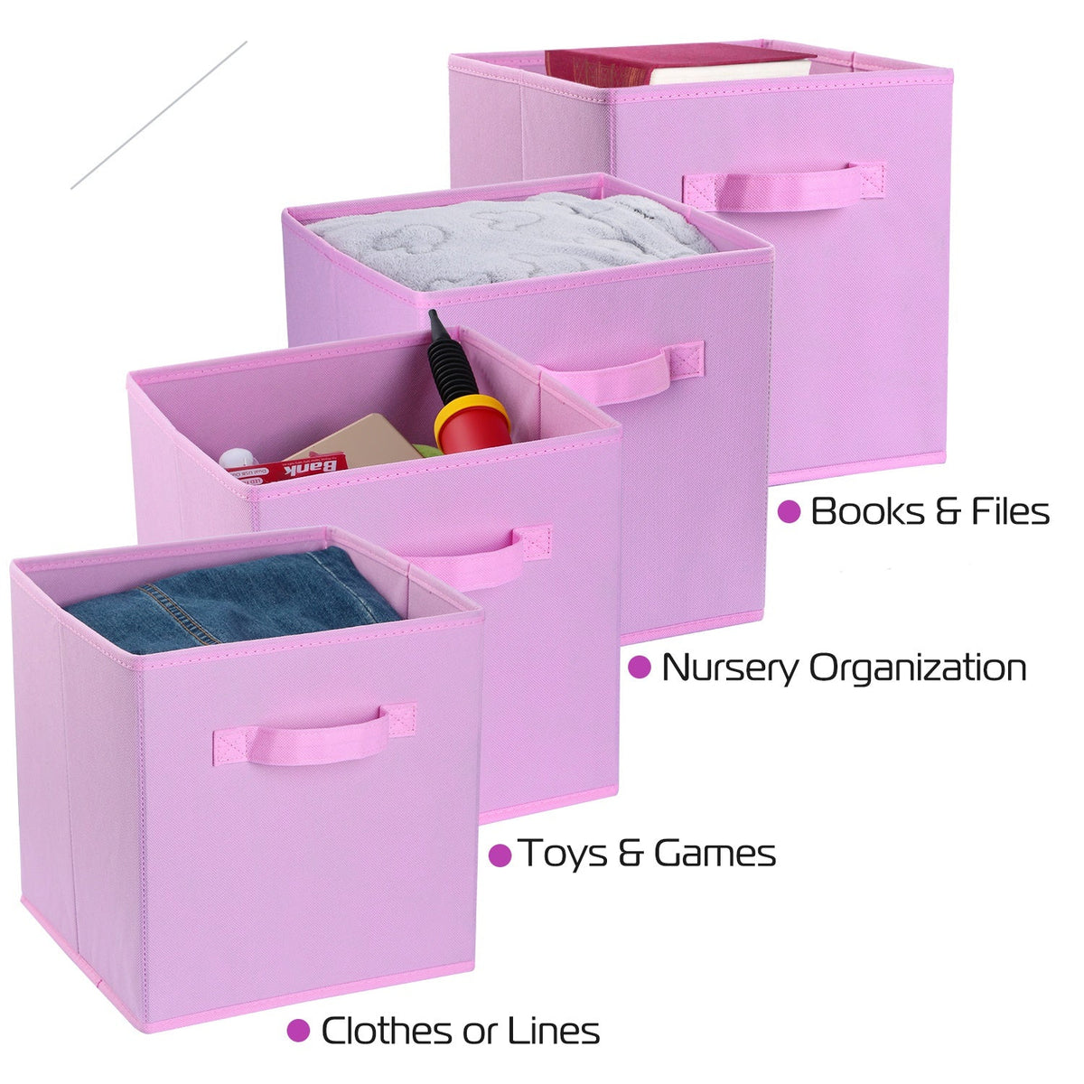 iMounTEK 4 Pack Foldable Storage Cube Bins Cloths Closet Space Organizer Basket Shelves Box for Clothes Toys Books Cabinet