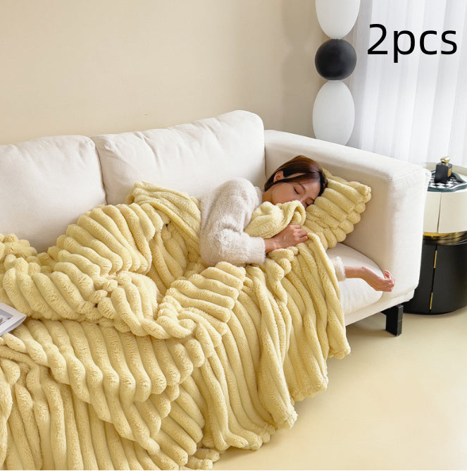 Soft Wind Bubble Velvet Blanket Warm Solid Rabbit Fur Blankets Double-sided Thickening Cover Throw Warm Fur Blanket