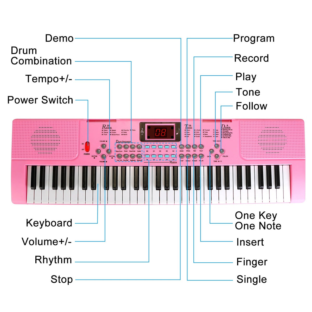 GBruno 61 Keys Digital Music Electronic Keyboard