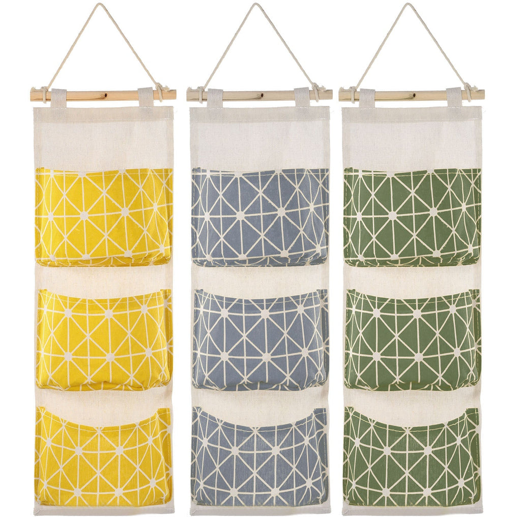 Wall Mounted Storage Bag Door Closet Hanging Storage Bag Organizer Waterproof 3 Pockets Pouch