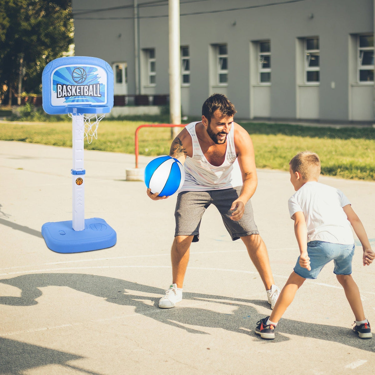 2 In 1 Poolside Basketball Game Set Pool Basketball Goal Indoor Outdoor Kids Basketball Court Water Basketball Toy with 2 Balls Gift for Boys Girls Ag
