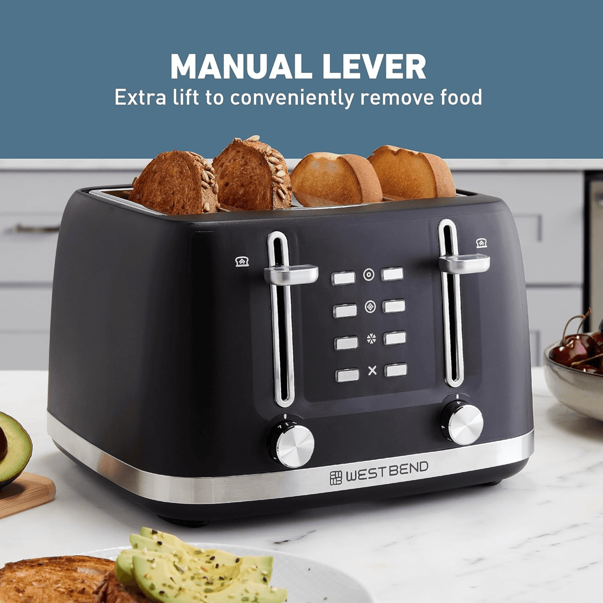 West Bend 4-Slice Multi-Function Toaster with Stainless Accents