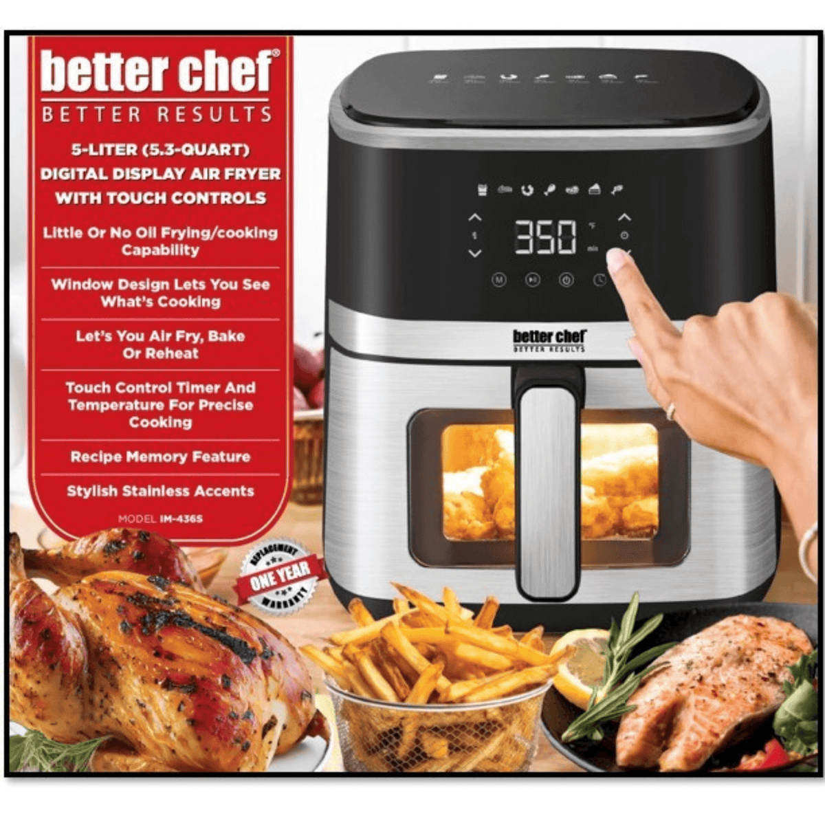 Better Chef Stainless Steel 5L Digital Display Air Fryer