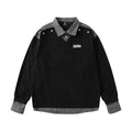 Fake two hoodies with lapels and patchwork grids